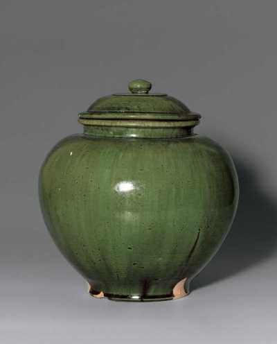 唐  绿釉陶盖罐